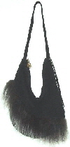 Black Suede Bag with Mongolian Sheepskin Trim1